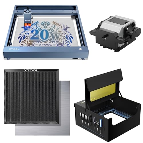 xTool D1 Pro Class 4 20000mW(20W) All-in-one Bundle(Basic Version) with Enclosure, Air Assist, Honeycomb, and Honeycomb Material Pin, High Accuracy Laser Engraving Machine for Personalized Gift