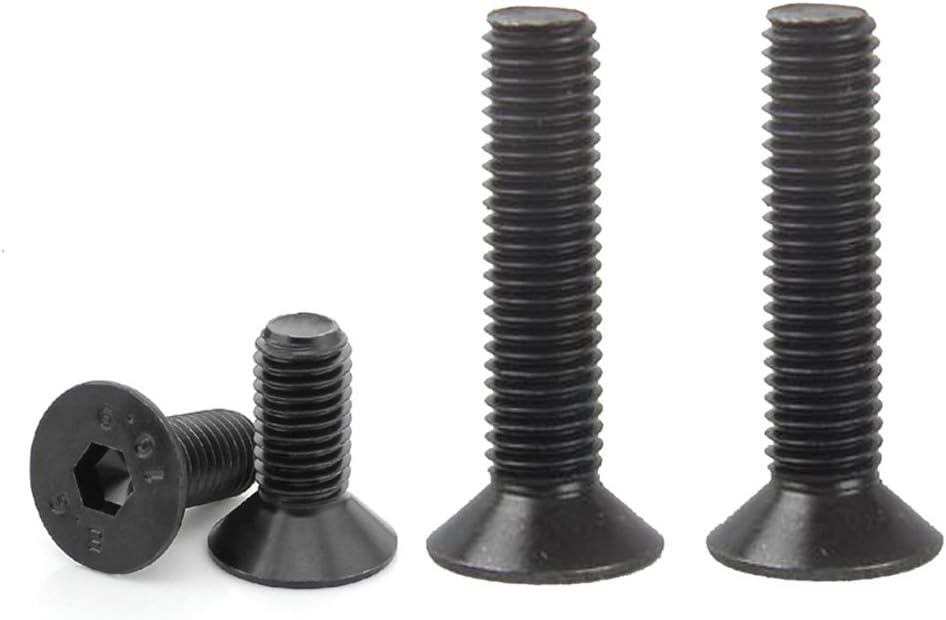 Bluemoona 50 Pcs - Metric M5 Hex Socket Screw Flat Head Hexagon Cap Screws Bolt Carbon Steel Metal M5x40mm