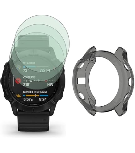PHONILLICO Schutzfolie Für Garmin Fenix 6X/6X Pro/6X Pro Solar/6X Pro Sapphire [2 Stück] Schutzglas Hartglas Panzerglas Displayschutzfolie Panzerglasfolie