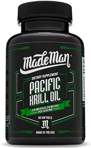 Made Man Antarctic Krill Oil 1000mg Softgels with Omega-3s, EPA, DHA, Astaxanthin & Phospholipids - Helps with Heart Health & Brain Function - Krill Oil Supplement for Men & Women