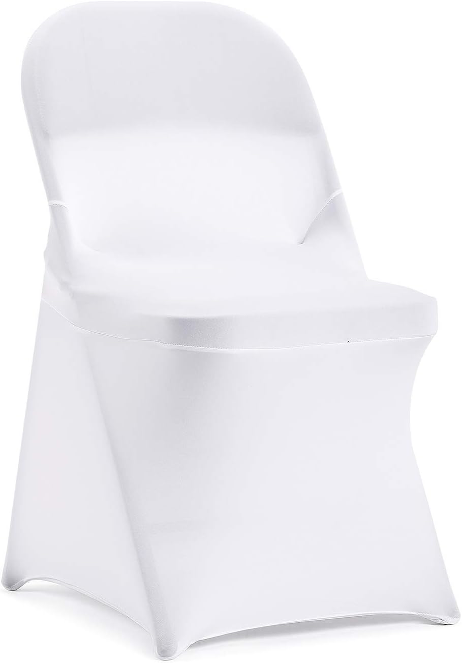 Slipcovers - Peomeise Stretch Spandex Folding Chair Cover for Wedding Party Dining Banquet Event (White,6pcs)