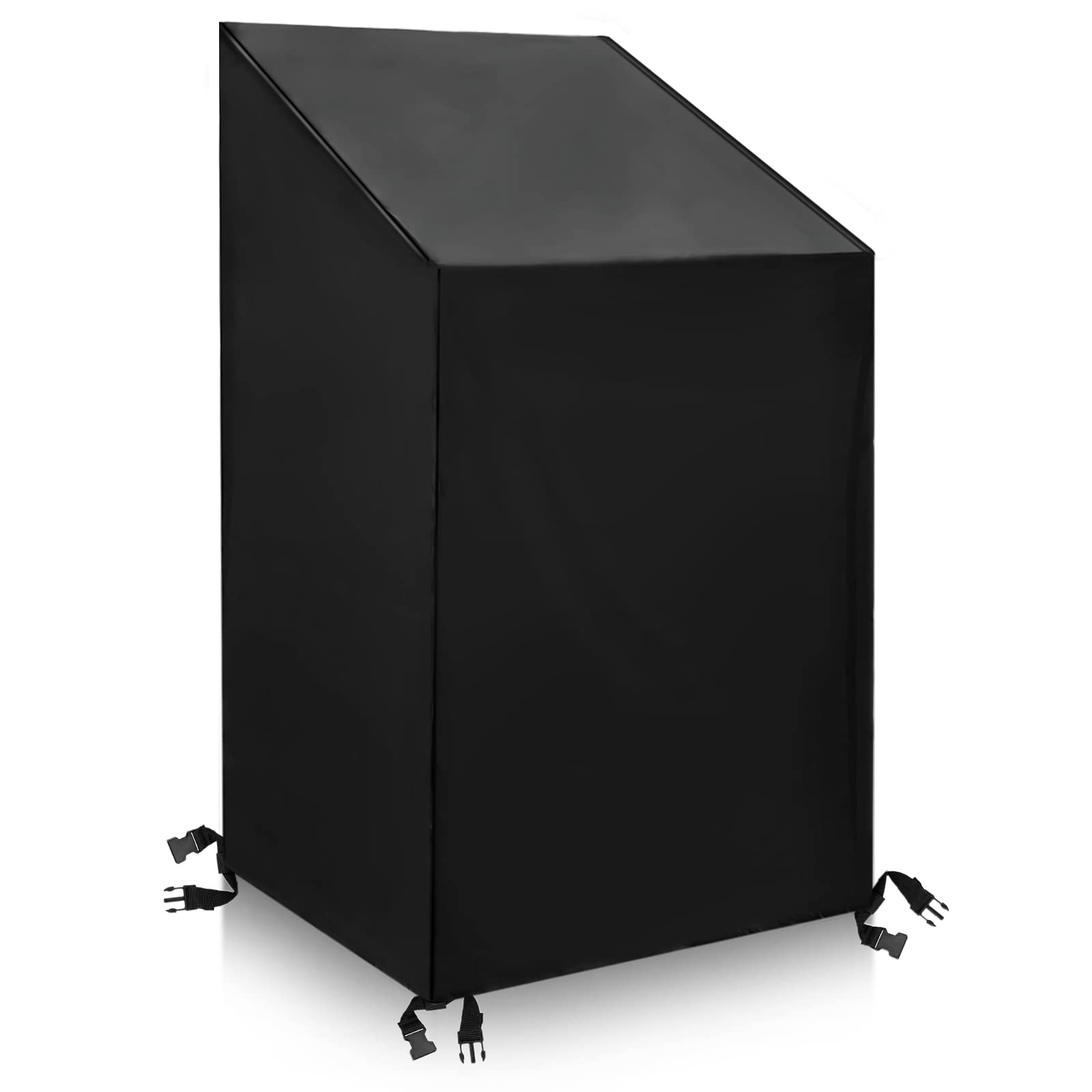 TENOVER Garden Chair Covers Patio Stacking Chair Cover Outdoor Chair Covers Heavy Duty 600D Oxford Fabric Reclining Patio Chair Cover Windproof Anti-UV 65 x 75 x 85 / 120cm (Black)