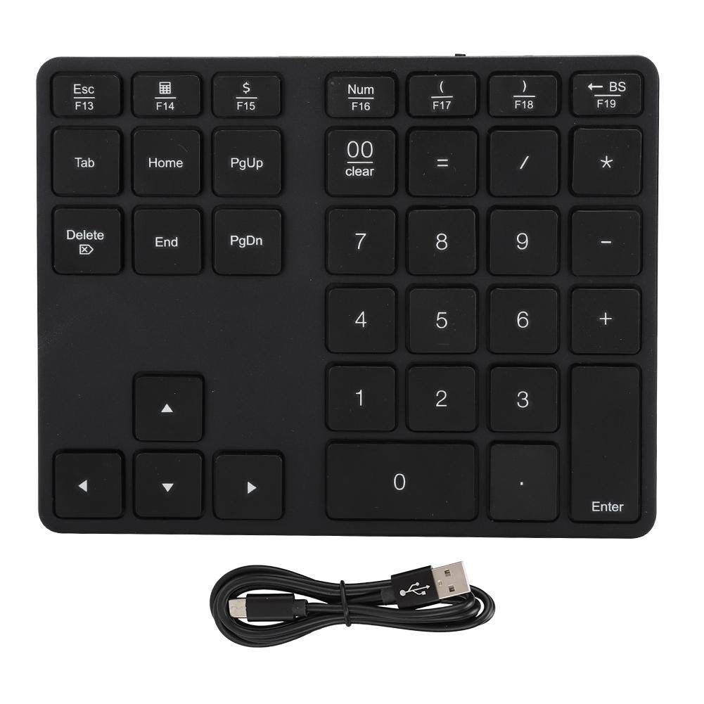 fasient Rechargeable Wireless Keyboard, Compatible with Bluetooth 5.0 Numeric Keypad, External Universal for Computer for Laptop(black)