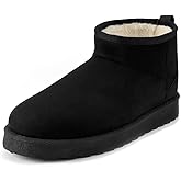 Women Suede Classic Ultra Mini Snow Boots, Faux Fur Lined Slip On Ankle Winter Booties, Womens Warm No Slip Short Boot, Botas De Invierno Para Mujer