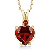 Gem Stone King 2.04 Ct Heart Shape Red VS Garnet 14K Yellow Gold Pendant
