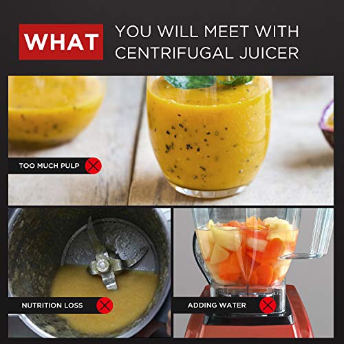 Masticating Juicer, CalmDo Portable Slow Juicer Machine, PJ801 Juicer Extractor with Reverse Function, USB Rechargeable, Red