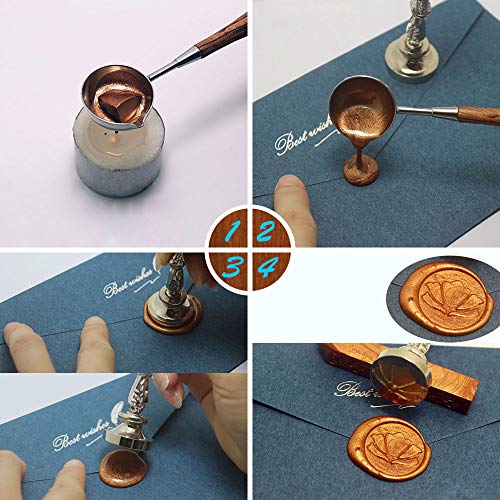 600PCS Sealing Wax Beads Packed in Plastic Box, with 2PCS Tea Candles and 1 PC Wax Melting Spoon for Wax Sealing Stamp (24 Colors)