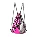 Reversible Sequins Bag Mermaid twinkling Fashion Backpack Drawstring Backpack Packsack Bling Shining Bag Shoulder Bag Women Sport Bag for Kids Red Silver