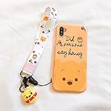 Ultra Slim Soft TPU Winnie The Pooh Bear Case With Charm Strap for iPhoneX iPhoneX Shiny Shockproof Shock Proof Smooth 3D Disney Cartoon Cute Lovely Cool Girls Women Teens Kids Boy