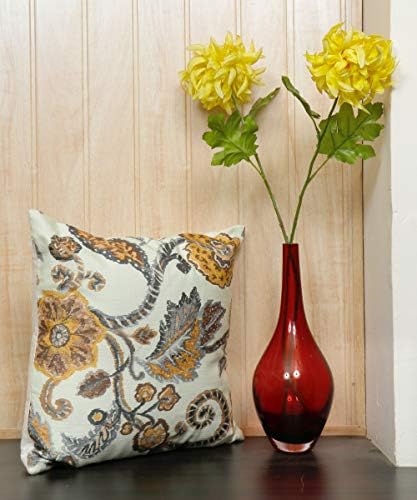 AWWESOME Soft Touch Cotton Swirl Floral Print Throw Pillow Cover, 16 X 16 Inch, Set of 1, Off White Multi Pattern