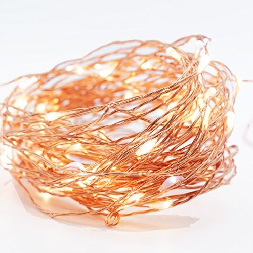 Outdoor String Lights, SlimK Holiday Decorative Starry Lights for Bedroom, Patio, Parties 100 Leds 33ft Copper Wire Lights, Warm White