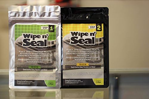 Wipe n Seal Premium 2 Part Professional or DIY Glass Sealer - Works On Granite, Porcelain &amp; Metal - 2-Wipe Kit
