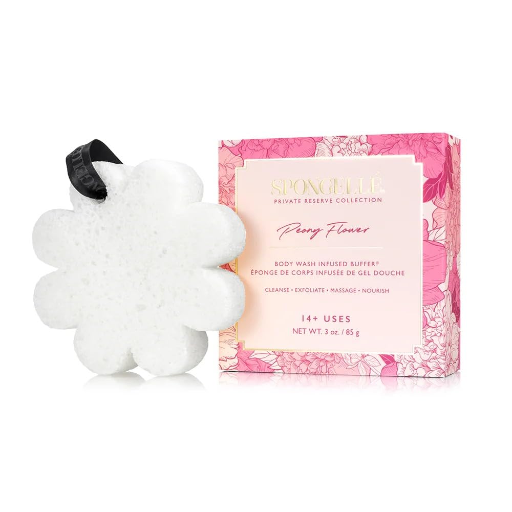 Spongellé Private Reserve Shower Body Wash Buffer Collection, Peony Flower