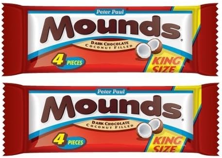 Mounds Dark Chocolate Coconut Filled King Size Candy Bar, 4 count, 3.5 oz (Pack of 2)