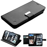LG Stylo 3 Case, Stylo 3 Plus Case, 5 Card Bicast PU Leather Folio Wallet with Magnetic Flap and Kickstand, Comes with Screen Protector and Stylus - Black