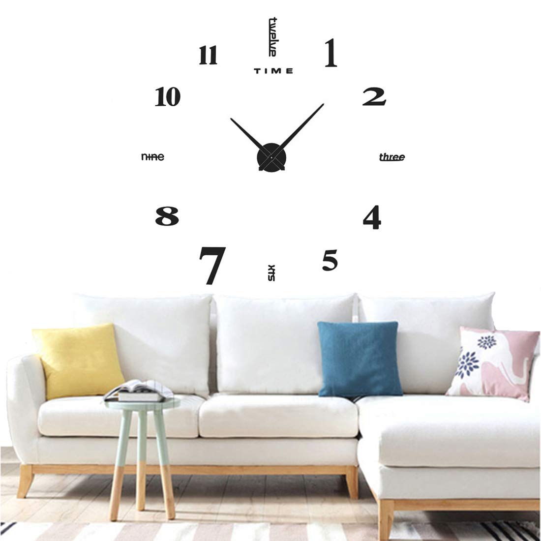 Yolistar Modern DIY Large Wall Clock, 3D Mirror Sticker Metal Silent Wall Pendulum, Modern Metal Wall Clock Home Office Decorations – Black