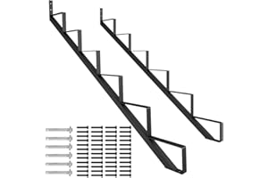 CCBOYSHARDWARE Steel Stair Stringer 6 Step-2 pcs, Pre-drilled Holes Steel Stair Riser for Deck Height 50in,Heavy Duty Outdoor Steps,MAX Load Capacity:500lbs