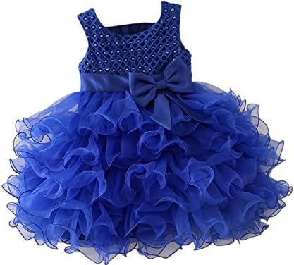 Girl Cute Little Kids Princess Various Color Dress with Big Bowknot Blue 90cm