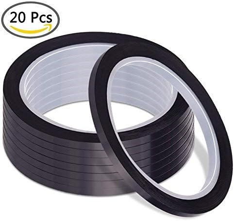Amaza 20 Rolls 3mm Stick Well Black Graphic Chart Tape Gridding Marking Tape For Whiteboard (108 Feet / Roll)