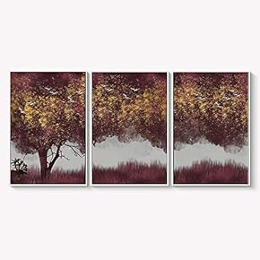 Framed Canvas Wall Art for Living Room, Bedroom Abstract Landscape Dream Place Canvas Prints for Home Decoration Ready to Hanging - 16"x24"x3 Panels