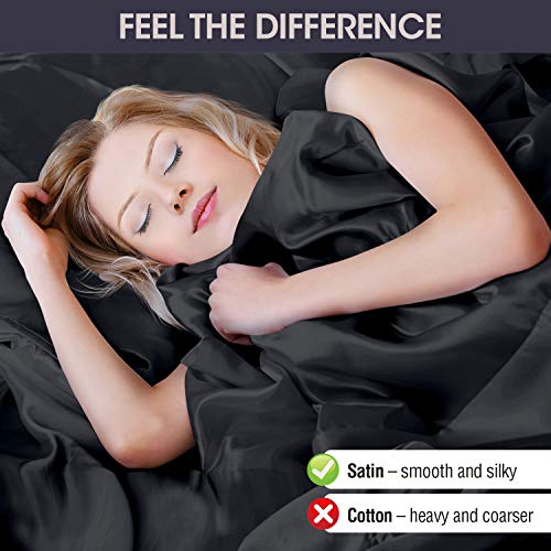 Decolure Satin Sheets, Silky Satin Sheet Set, Satin Bed Sheets Queen