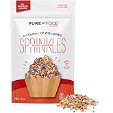 Pure Food By Estee, Rainbow Nonpareils | Vegan Sprinkles for Ice Cream | Dye Free Sprinkles | Rainbow Jimmies for Baking | Natural Sprinkles | Gluten Free, Dairy Free, Nut Free, 142g