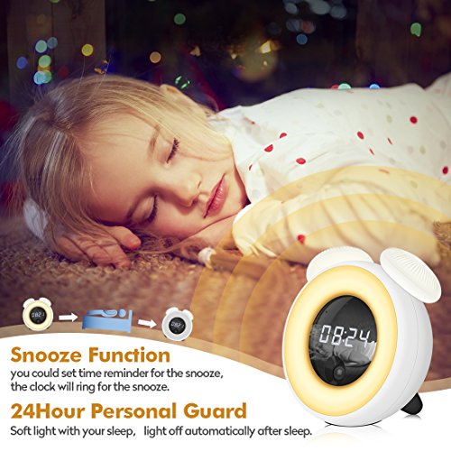 image for Superstar* Kid's Alarm Clock, Smart Night Light Digital Desk Clocks Wa