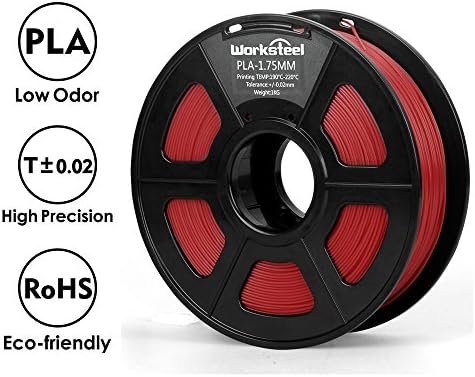 3D Printing Filament - Red 1.75 mm PLA 3D Printer Filaments, Dimensional Accuracy +/- 0.02 mm Low Odor Filament, 2.2 lbs Spool PLA 3D Printer Filament for Most 3D Printer &amp; 3D Pen
