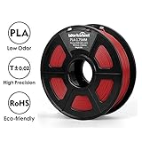 3D Printing Filament - Red 1.75 mm PLA 3D Printer Filaments, Dimensional Accuracy +/- 0.02 mm Low Odor Filament, 2.2 lbs Spool PLA 3D Printer Filament for Most 3D Printer & 3D Pen