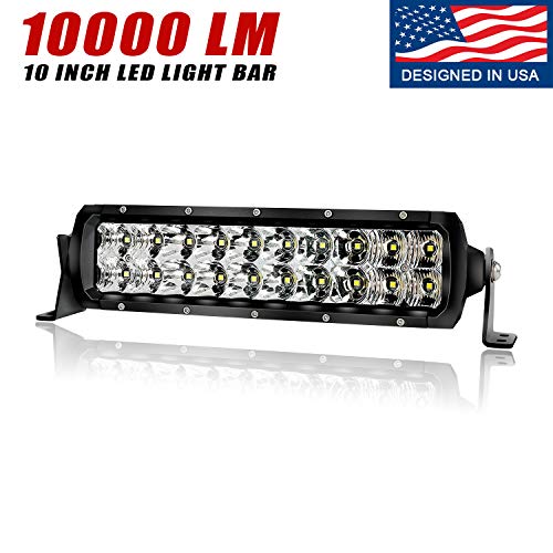 LED Light Bar, 4WDKING IP68&IP69K Waterproof Premium LED Combo 10 Inch Off Road Work Lights Fog Lamp USA Design for UTV Jeep ATV 4X4 Car Truck