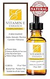 100% Natural & Organic Vitamin E Oil For Your Face & Skin - 15000 IU - Reduces Wrinkles & Lightens Dark Spots. Mixed With Jojoba, Avocado & Rice Bran Oils. Liquid D Alpha Tocopherol Serum Better Than Pure Capsules. Non Synthetic Sunflower. No Soy.