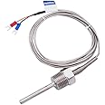 Twidec/2M NPT 1/2"inch (6X50MM) Pipe Thread Temperature Sensor Probe Two Wire Temperature Controller (0~600℃) 304 Stainless Steel K Type Thermocouple MT-205-1/2