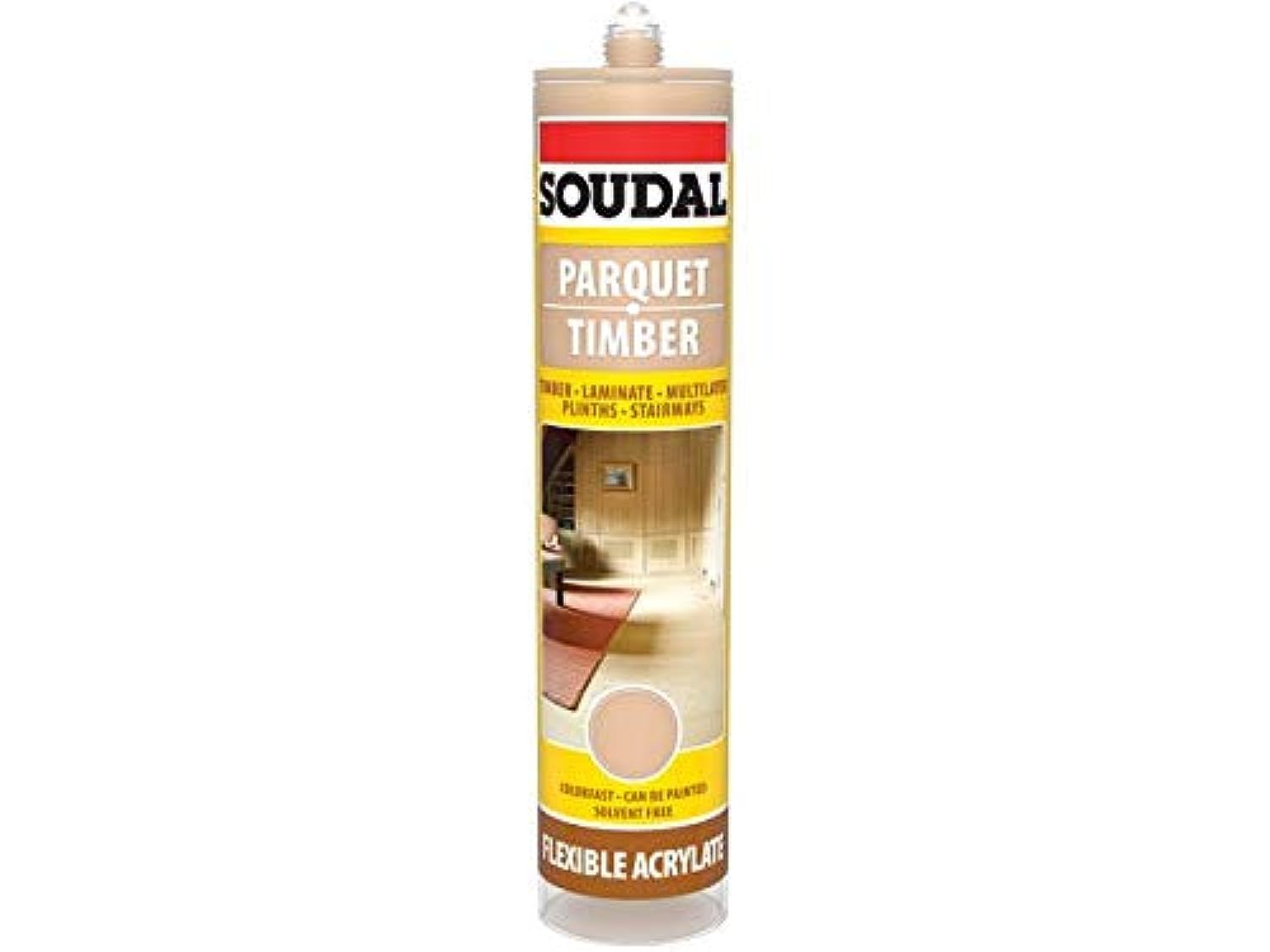 Soudal Parquet Flexible Joint Sealant 300ml Laminate Wooden Floor Sealer Medium Oak