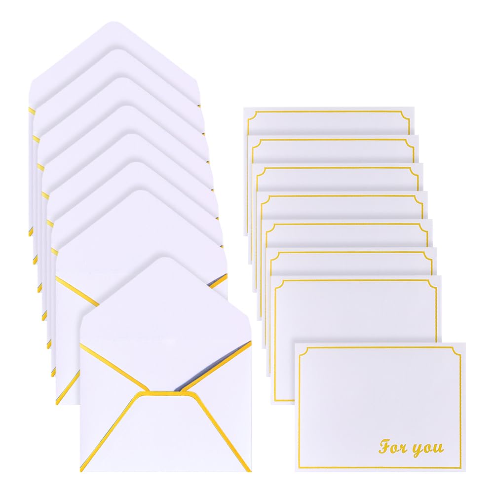 30 Pcs Mini Gift Card Envelope Small Invitations Envelopes Greeting Cards Envelope Business Card Envelopes Tiny Pockets with Gold Border White