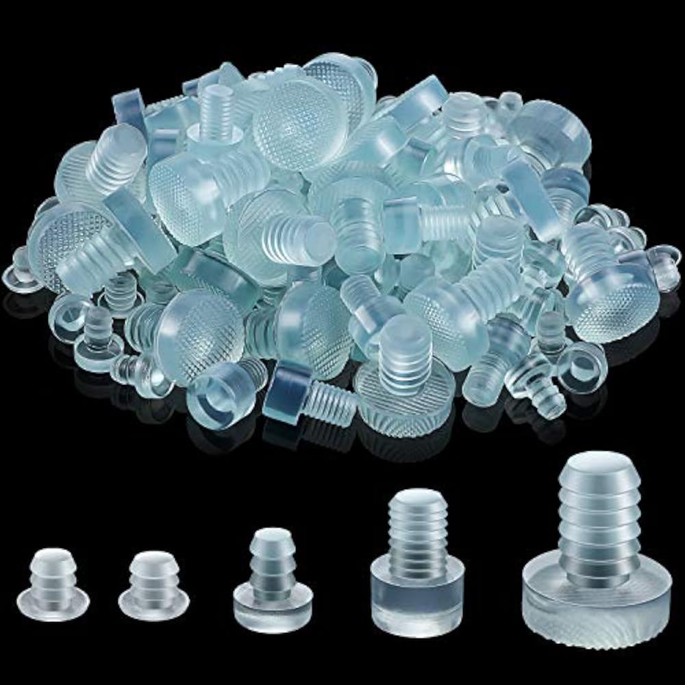 150 Pieces Glass Table Top Bumpers, Clear Rubber Spacers, Different