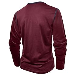 Men's Henley Long Sleeve Shirts Casual Button