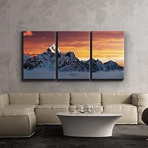 3 Piece Canvas Print - Contemporary Art, Modern Wall Art - AMA Dablam on The Way to Everest - Giclee Artwork - Gallery Wrapped Wood Stretcher Bars - Ready to Hang 16"x24"x3 Panels