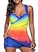 crazycatz Womens Printed Swimdress and Boyshort Rainbow Print