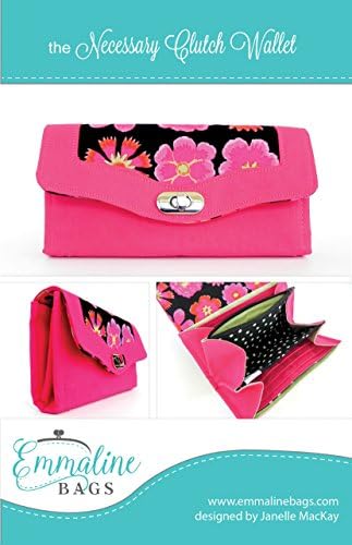 Quilt in a Day Combo-The Necessary Clutch Wallet Pattern with 1 Small Turn Lock 1 3/8" x 3/4" Copper by Emmaline Bags