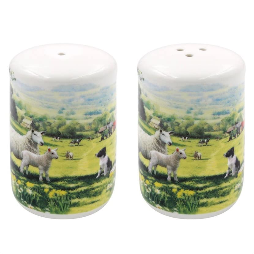 lesser and pavey LP94732 Ceramic Salt and Pepper Shaker Set | Collie & Sheep design | Set of 2 Condiment Dispenser, Multicolor