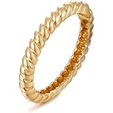 GREICHFAN Golden Polished Chunky Twisted Hinged Waterdrop Bangle Bracelet for Women Spiraled Oval Bangle Bracelet