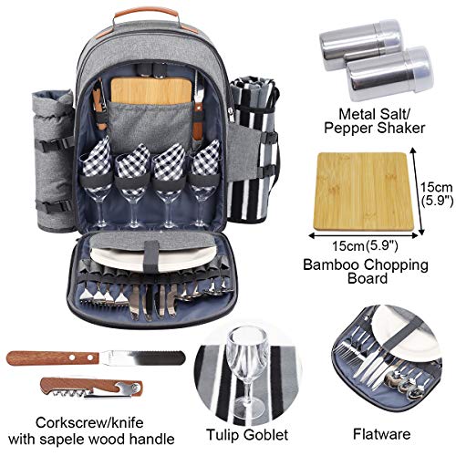 Sunflora Picnic Backpack for 4 Person with Blanket Picnic Basket Set