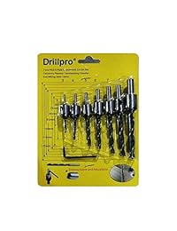 DRILLPRO - Juego de brocas para avellanar de carpintería, para carpintería, broca de acero de alta velocidad de tres puntos, una llave hexagonal