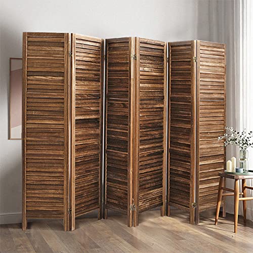 TinyTimes 5.6 FT Tall Wood Room Divider, 6 Panel Room Dividers and