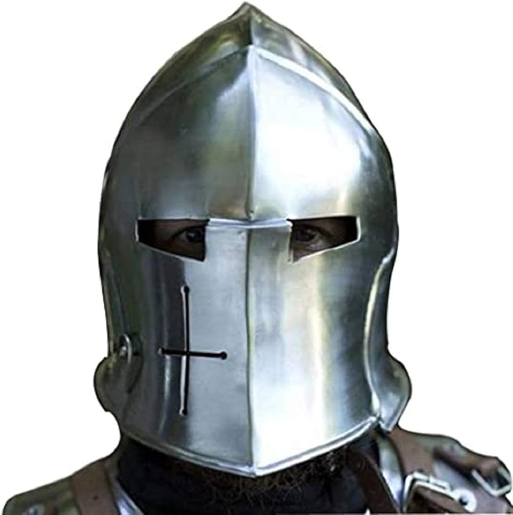 THE ARMOUR WORLD Steel Medieval Visored Barbute Helm Armor