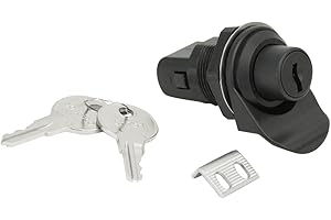 Southco 93 Series Plastic Key Locking Push to Close Latch, Pull Tab Perpendicular to Latching Pawl, 0.00"-0.41" Panel Thickness, 0.88"-0.91" Grip Range, Black