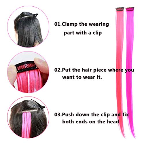 Wobe 36pcs Colored Clip In Hair Extensions 21inches Multi Colors