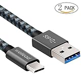 USB Type C Cable, wellead USB C to USB 3.0 Cable (2pack 3.3ft & 6.6ft ),Nylon Braided Fast Charger for Samsung Galaxy Note 8 S8, MacBook, Google Pixel, Nintendo Switch, Nexus 6p, LG V20 G5 G6 and More