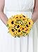 DearHouse Artificial Flowers 4 Bouquet Silk Sunflowers Artificial Sunflower Bouquet 7 Heads Beauty Fake Sunflower Artificial Silk Flower Bouquet for Home Kitchen Bride Holding Flowers Floral Decor