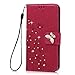 Galaxy S7 Case, Mavis's Diary Vantage Case Galaxy S7 Handmade Wallet 3D Bling Crystal Diamonds Embossed Butterfly Floral PU Leather & Wrist String Card Slots TPU Prtoective Case for Samsung Galaxy S7